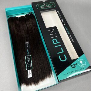 Indi Remi 9 Pc 12” Clip-in #2 Dark Brown Straight Human Virgin Hair Bobbi Boss